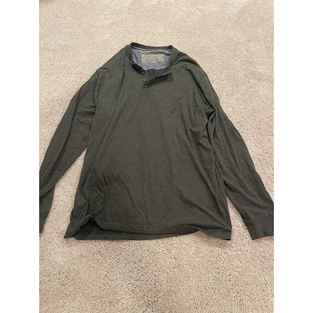 Weatherproof Men's Gray Long Sleeve Henley Shirt Pullover Cotton Blend